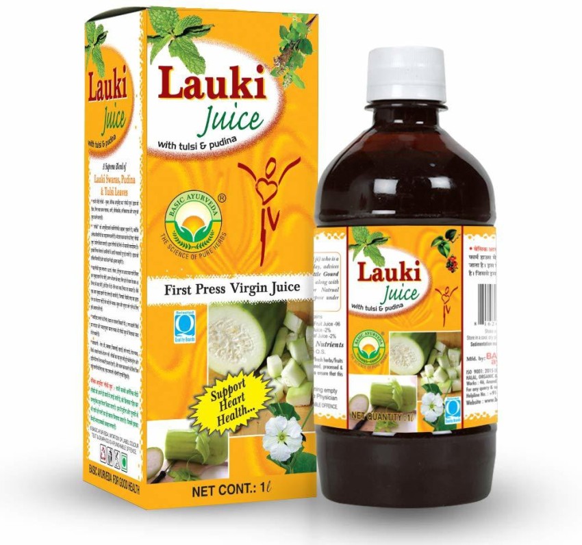 Basic Ayurveda Lauki Juice with Tulsi Pudina Bottle Gourd Juice Weight Loss Increased Cholesterol Effective in Constipation 1000ml Price in India Buy Basic Ayurveda Lauki Juice