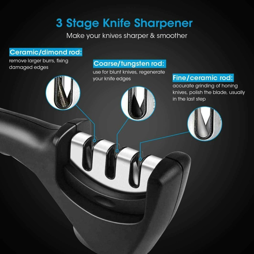 KNIFE SHARPENER 3 STAGE CERAMIC Tungsten Kitchen Knives Sharpening Hone  Tool