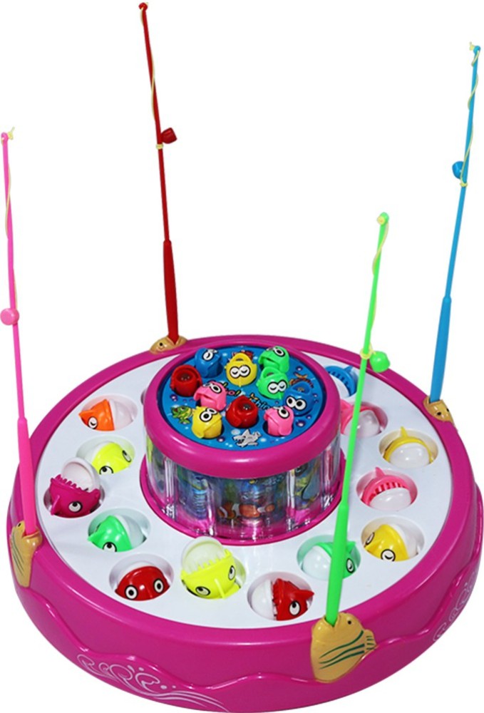 Go Go Fishing Catching Game with 26 Fishes, 2 Rotary Fish Pond and 4 pods  with