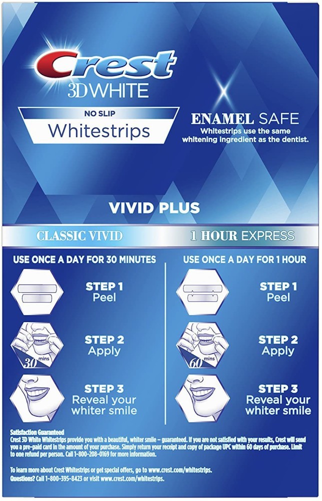 Crest 3D White Whitestrips Dental Whitening Kit, 1 Hr Express