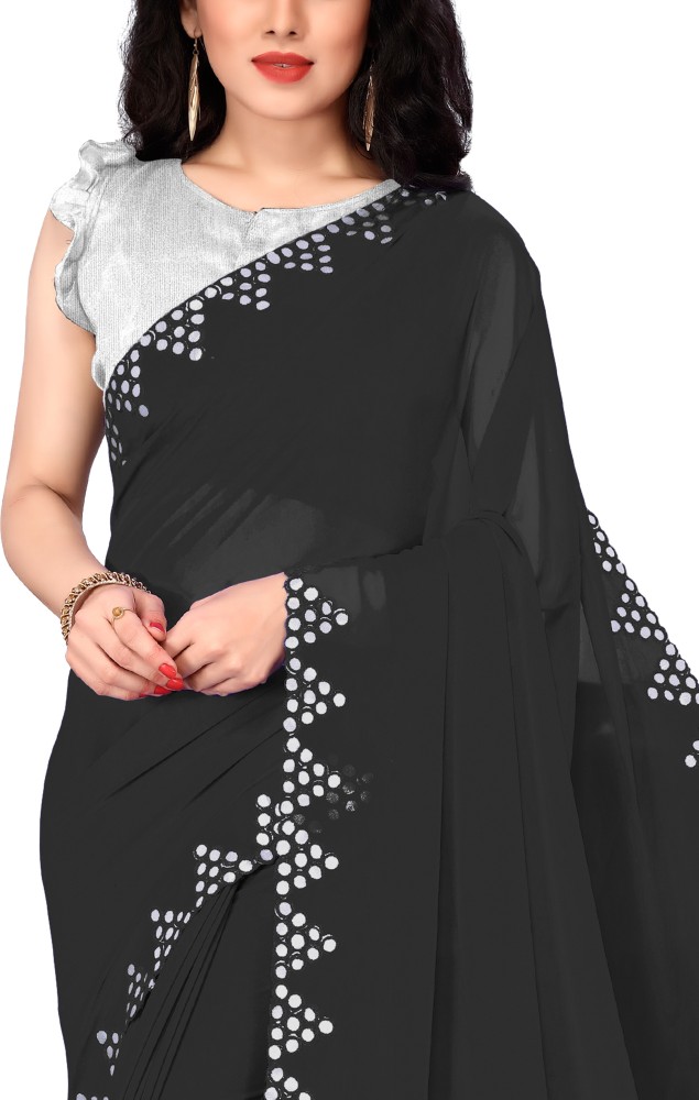 Buy MIRCHI FASHION Embellished Bollywood Georgette Black Sarees