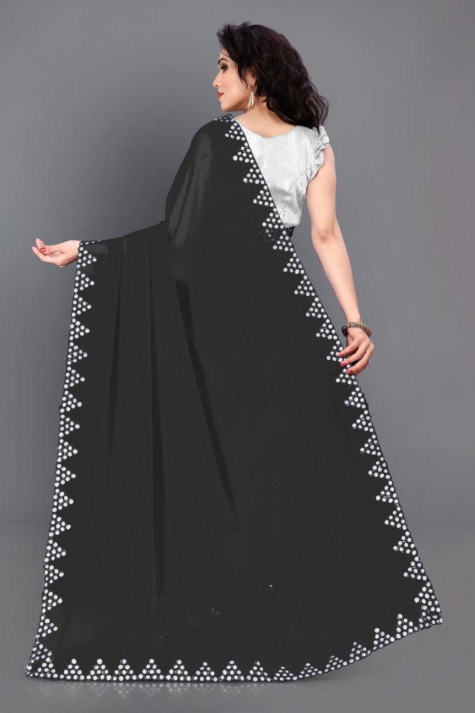 Buy MIRCHI FASHION Embellished Bollywood Georgette Black Sarees