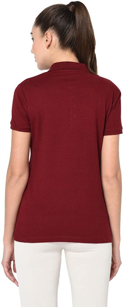 Buy Women Maroon Polo Neck T-Shirt Dress Online At Best Price
