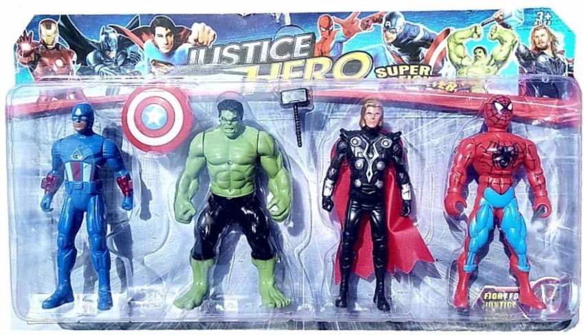 Set 5 Muñecos Avengers 10cm - Hulk, Iron Man, Capitán América, Spiderman,  Thor