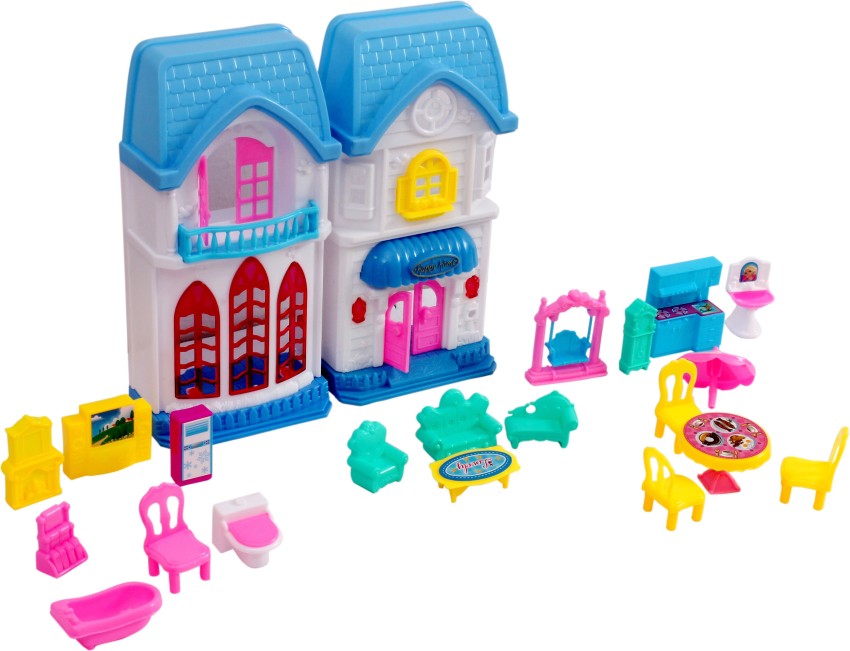 Dollhouse Toy Set Para Quarto, Pretend Game, Brinquedos Portáteis, Ônibus,  Padaria, Loja, Duplex, Contém 61 Acessórios, Pequenos Animais, 1:12, Quarto