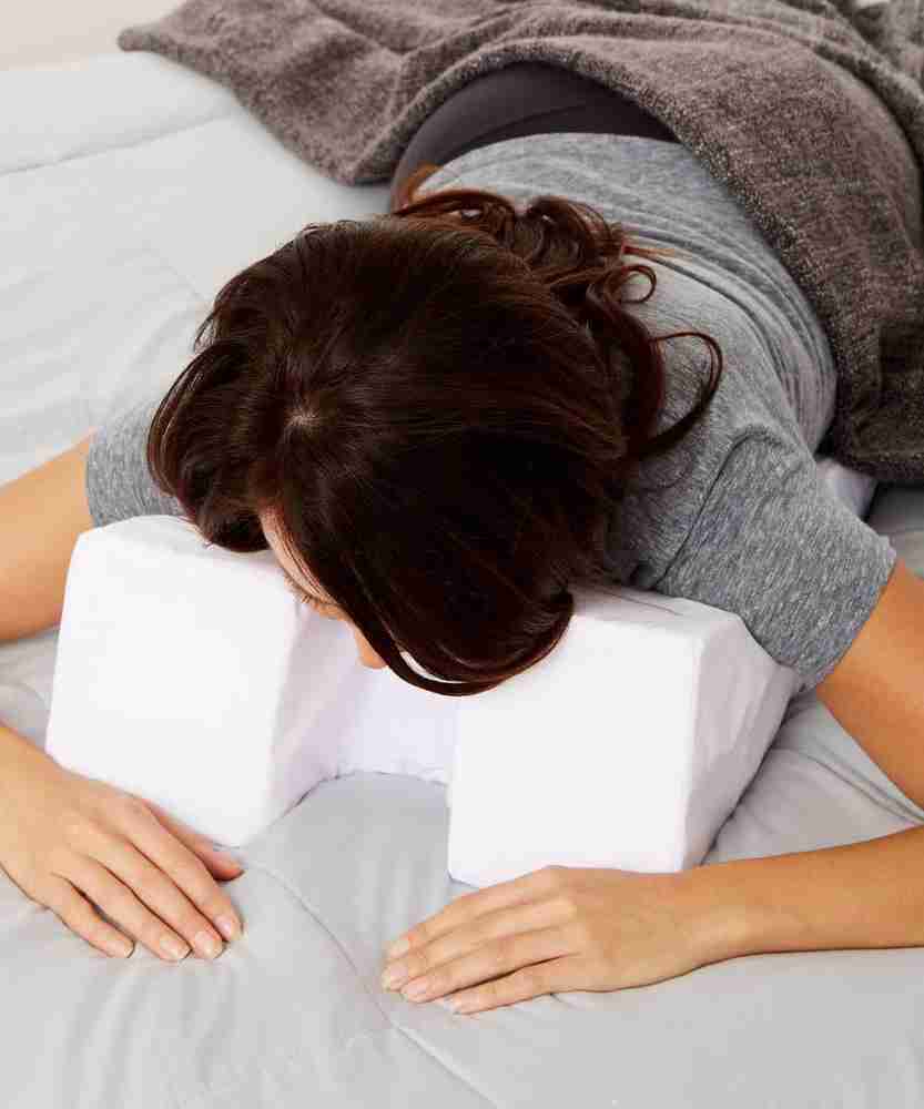 METRON Large Size 29 x14 x6 Inches Face Down Pillow for Sleeping Lying Face Down for Massage Post Surgery or Reduce Pressure Corrects Spine Position Foam Solid Sleeping Pillow Pack of 1
