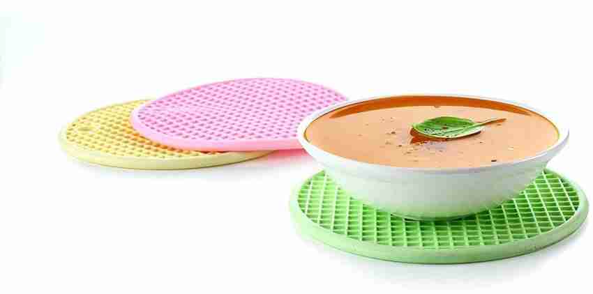 YDL Round Hot Pot Holder Heat Resistant Disc Pads Kitchen Insulation  Anti-Slip Coasters Dining (4 Piece - Multicolour)dish trivet for kitchen mat ,silicone table mat set,silicon round mat,heat resistant mat,heat resistant  mat,silicon kitchen