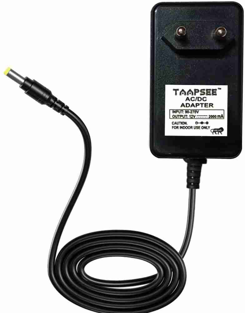 TAAPSEE 2 Meter 12V 2A Power Supply AC Adapter, AC 100-240V to DC 12 Volt Transformers, 2.1mm X 5.5mm Wall Plug Worldwide Adaptor BLACK - Price in | Flipkart.com