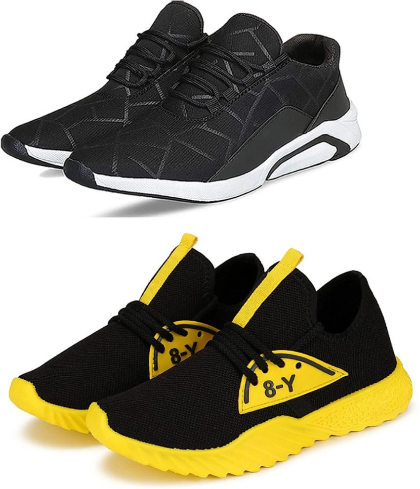 Forcum Sport Shoe combo Jaal Black Y8 Yellow 136 Running Shoes For Men Buy Forcum Sport Shoe combo Jaal Black Y8 Yellow 136 Running Shoes For Men Online at