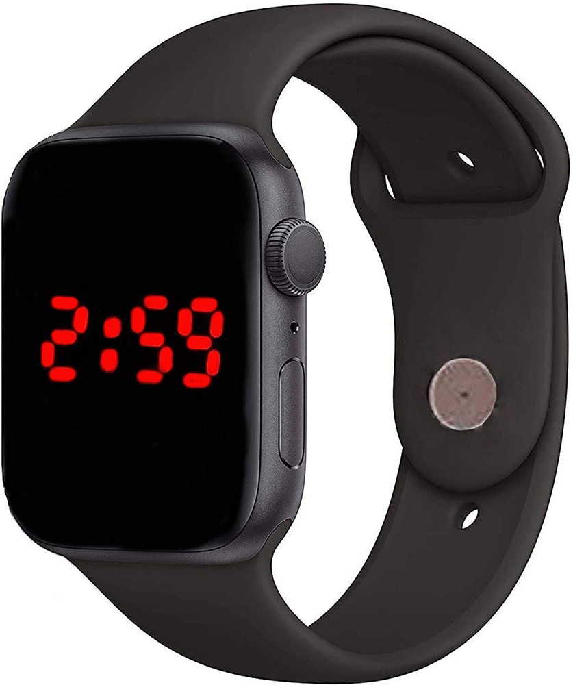 Black rubber sales led watch