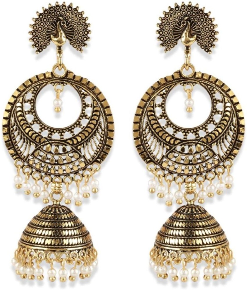 Flipkartcom  Buy jill fashion Gold Plated Chnadbali Jhumka Earrings For  Women Alloy Chandbali Earring Jhumki Earring Online at Best Prices in India