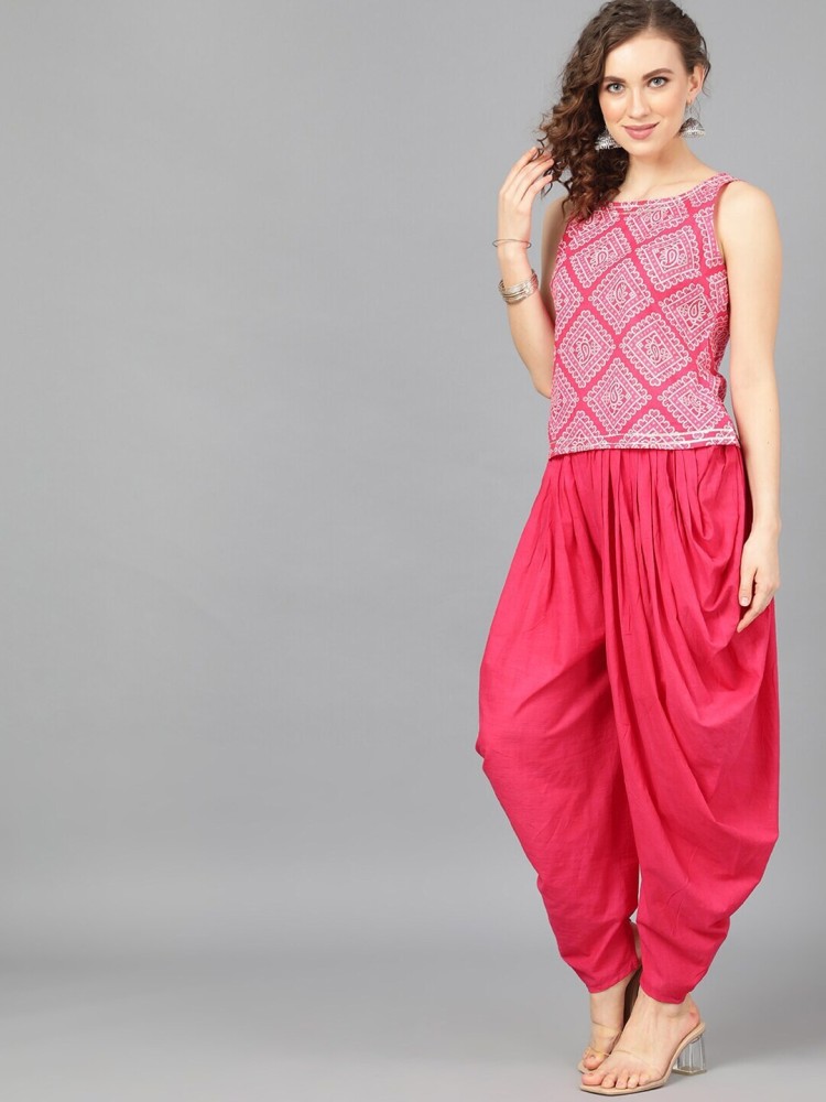 TULIP 21 Women Red & Gold-Coloured Printed Dhoti Pants - Absolutely Desi