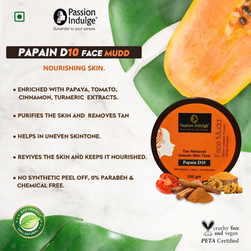 Passion Indulge Papain D10 Natural Face Mudd Pack for Tan Removal