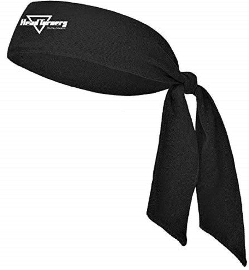 Tie Back Headband Moisture Wicking Athletic Sports Head Band Black