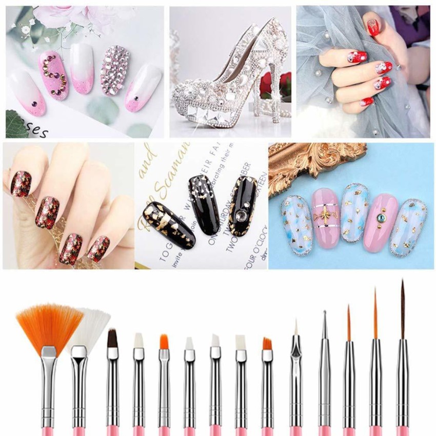 Professional Nail Art Supplies with 15pcs Brush Set, 5pcs Dotting