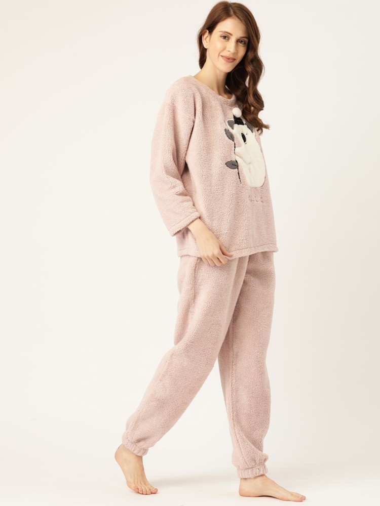 Pink fleece online pyjamas