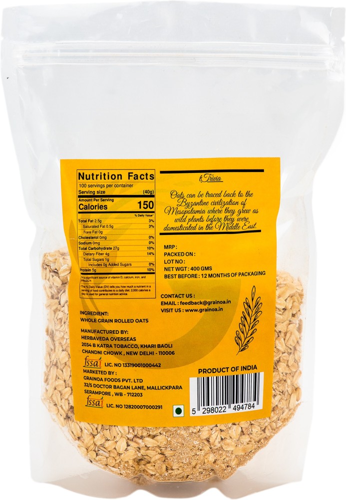 grainoa Rolled Oats Pouch Price in India - Buy grainoa Rolled Oats Pouch  online at