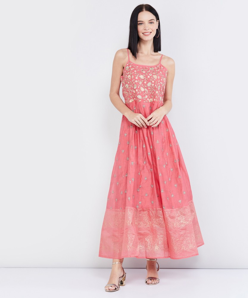 Buy PINK DOUBLE SLIT MAXI DRESS for Women Online in India