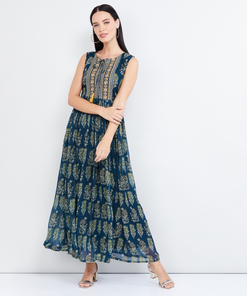 MAX Women Maxi Blue Dress Buy MAX Women Maxi Blue Dress Online