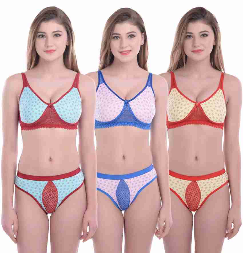 SGC SWEDEN Women's Embroidered Fancy Lingerie Set with Full Coverage,  Padded, T-Shirt, Push up Cotton Bra Panty Set,Sexy Bra Panty Set, Women