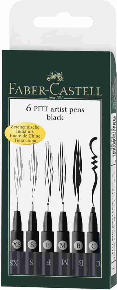 Faber-Castell Brush Pen Black Edition - Pastel Colours - Cardboard Box of 6