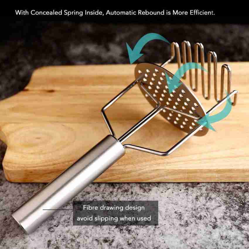 Stainless Steel Pav Bhaji Hand Masher With Wooden Handle For Kitchen