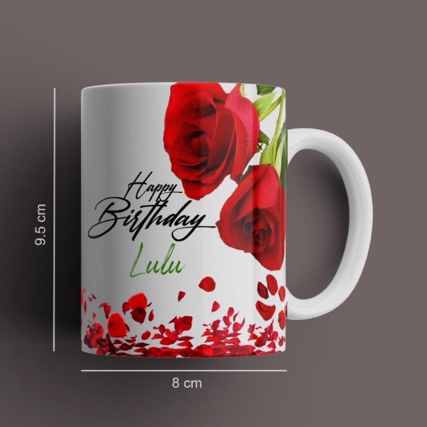 Beautum Happy Birthday Lulu Best B'day Gift White Ceramic (350ml