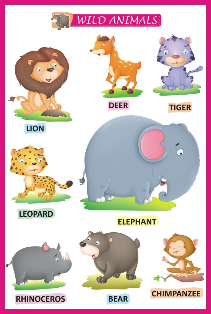 Wild Animals Name Teaching Chart