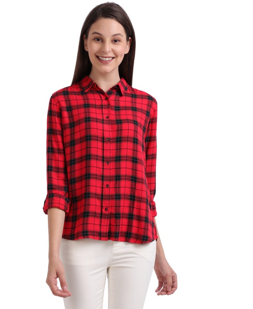 Buy Girls Red & Black Check Print Crop Top Online at Sassafras