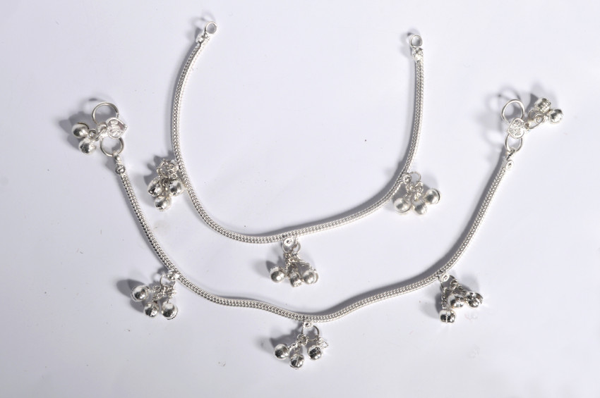 gargi creation Silver Plated Baby Girl Anklets Baccha Payal