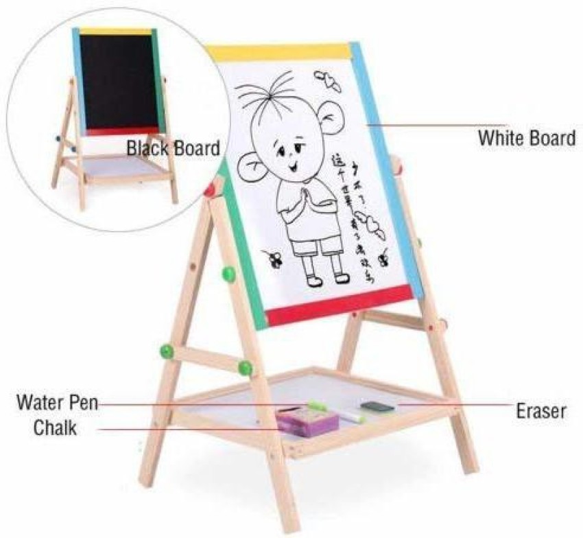 2 In 1 Children Wooden Black/ White board Easel Stand Learning Board