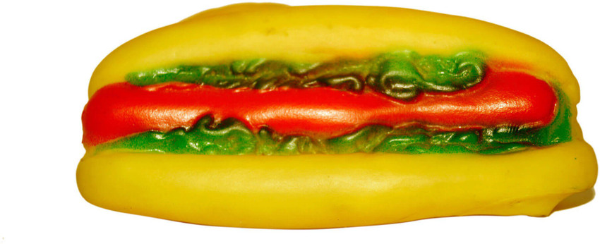 DIALPETS Squeaky Hot Dog Sandwich Toy Rubber Chew Toy Plush Toy