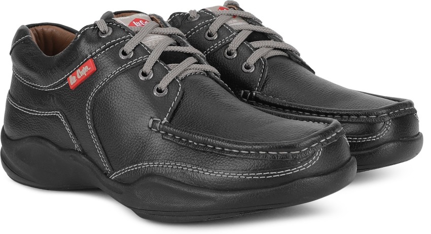 Lee cooper black leather casual shoes on sale