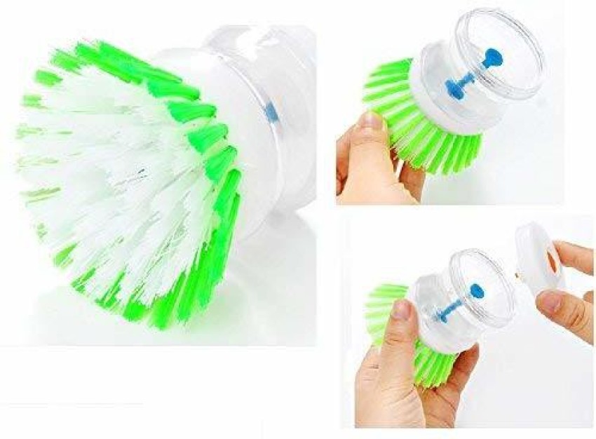 Kitchen Wash Pot Dish Brush Clean Utensil with Washing Up Liquid Soap  Dispenser;