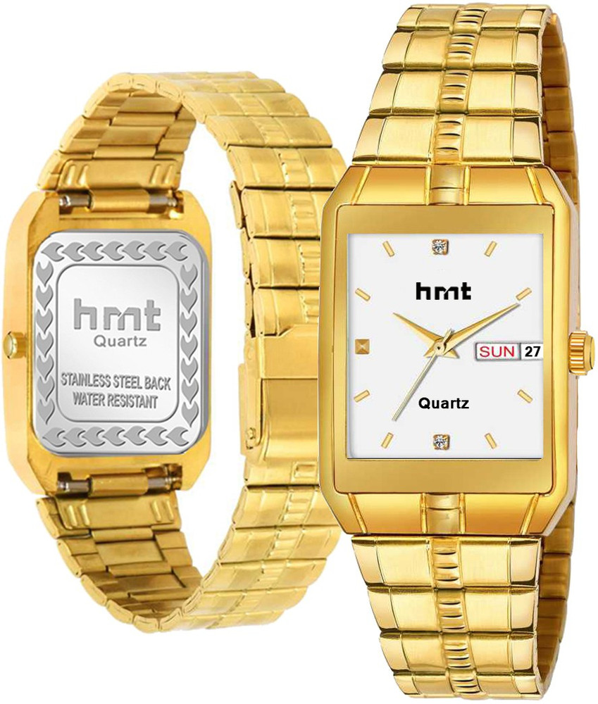 hrnt W9063 W9063 Original Golden Plated Day Date Watch White