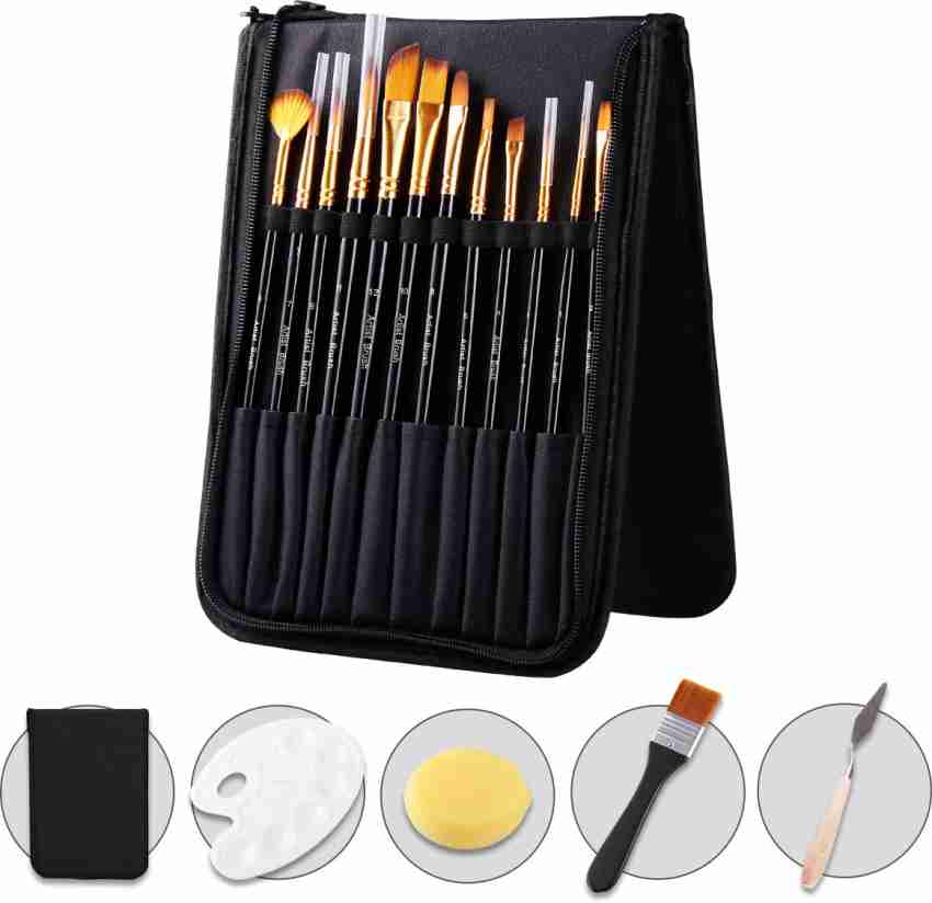1set Plastic Handle 10pcs Black Oil Paint Brush Set For Drawing