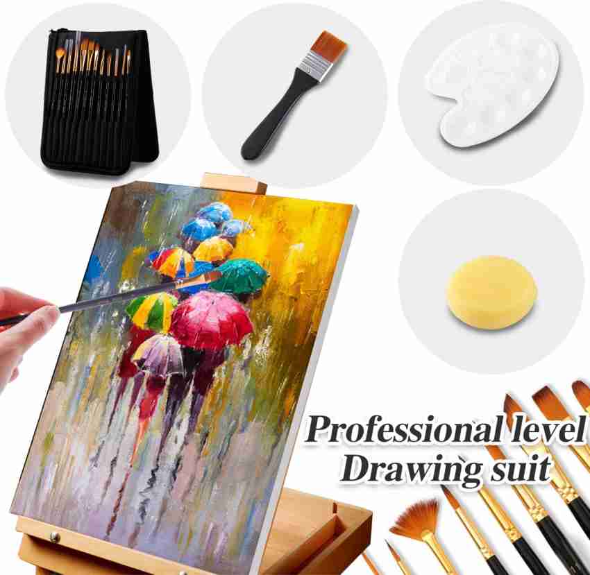 46-Piece Complete Artist Painting Set with Easel - 12 Acrylic & 12  Watercolor Paint Colors, Brushes, Canvas Panels, Watercolor Pad, Painting  Palette