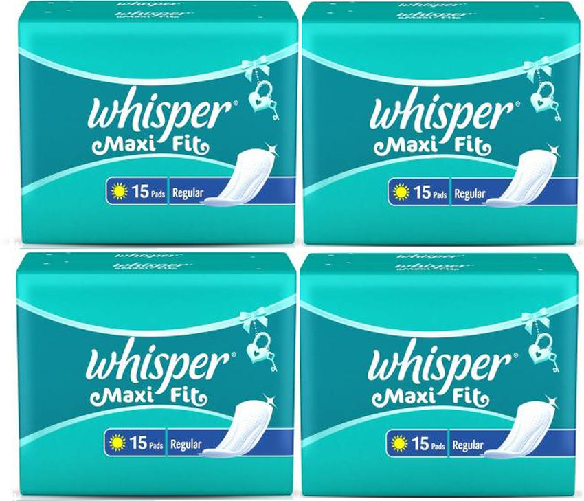 whisper maxi fit regular 15 pads