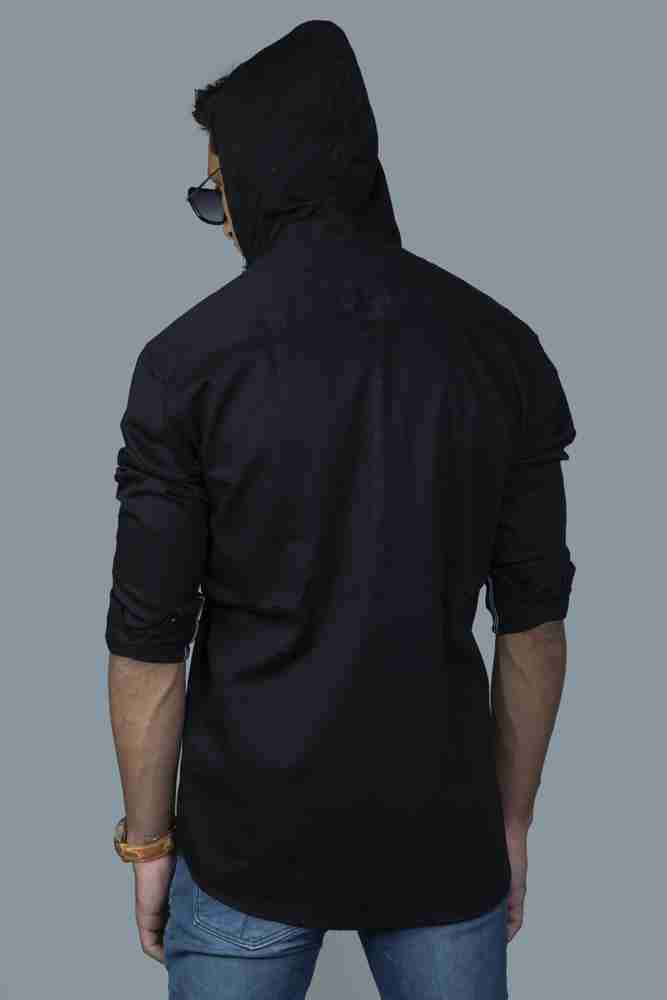 Black hooded shirt hot sale