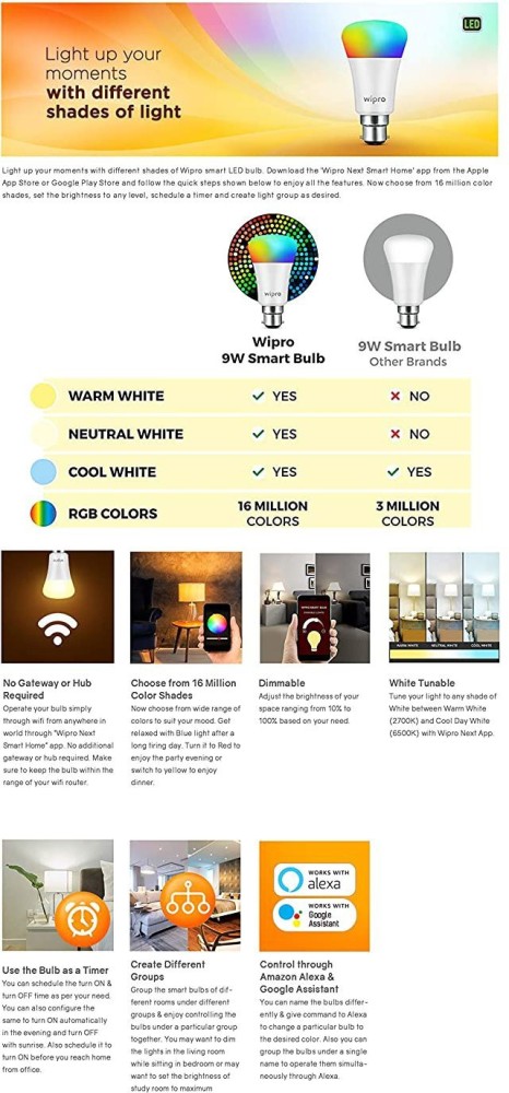 Smarten Your Home With Wipro 9-Watt B22 WiFi Smart LED Bulb