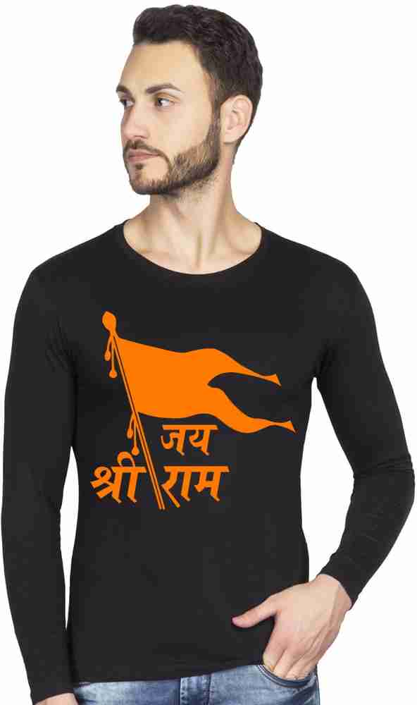 Buy Hindi Text with bhagwa Flag Printed Round Neck White t Shirt, 100%  Cotton Stylish Tshirt, Regular Fit Graphic Tshirt for Men Online, Half  Sleeves Round Neck T-Shirt