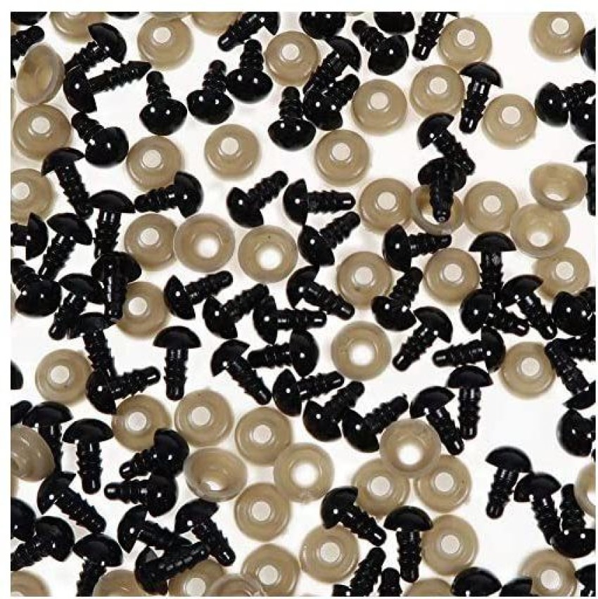 TOAOB 150pcs 8mm Black Plastic Safety Eyes Crafts Safety Eyes with Washers  for Stuffed Animals Amigurumis Crochet Bears Doll Making