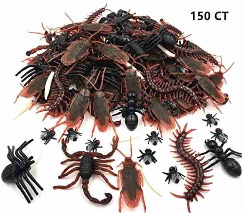 GuassLee 150pcs Realistic Bugs Plastic Trick Toys Insects April Fool s Day Prank Toy Bugs Cockroaches Spiders Centipedes Scorpion 150pcs Realistic Bugs Plastic Trick Toys Insects April Fool s Day Pran...