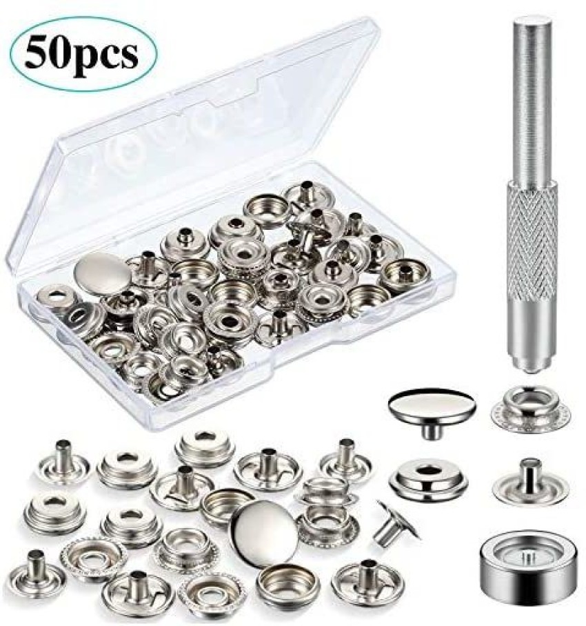 Mudder 12 Sets Snap Fastener KitPress Studs Snap Fasteners Clothing Snaps  Button with 2 Pieces Installation Tools for BagsJeans - 12 Sets Snap  Fastener KitPress Studs Snap Fasteners Clothing Snaps Button with