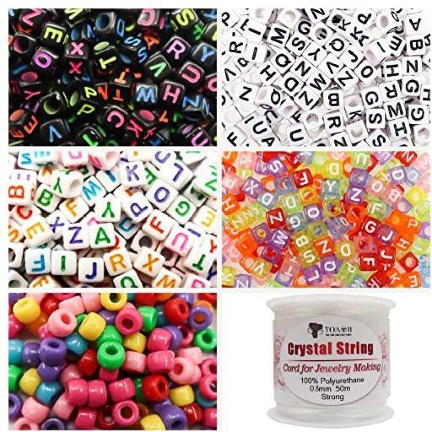 Alphabet Letter Acrylic Beads Kit With Stretch Cord 1200 Pieces