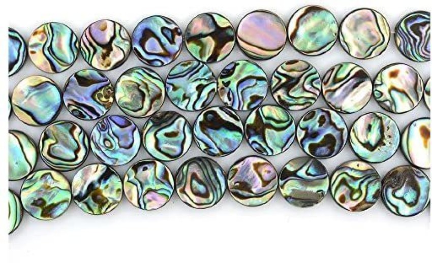 Justinstones 10mm Natural Abalone Shell Flat Coin Beads Strand 16