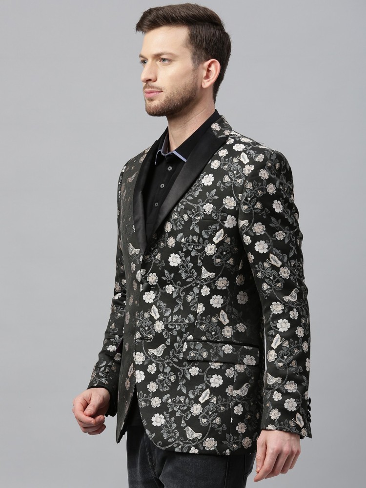 Black floral 2024 blazer men