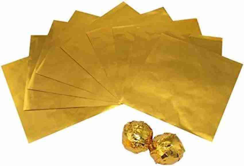 Perfect Pricee Candy Sweets Chocolate Wrapper Golden Aluminium Foil - Gold  (250 Pieces) Size - 8cmX8cm Aluminium Foil