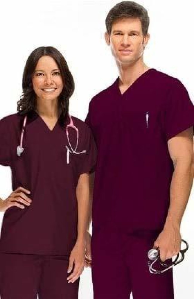 2Pcs Set Unisex Medical Nursing Scrub Suit Nurse Uniform T-Shirt