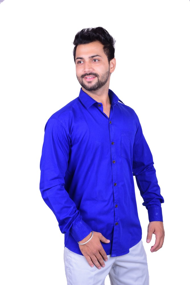 Buy Plain Navy Blue Full Sleeves T-shirt Online - BeYOUng